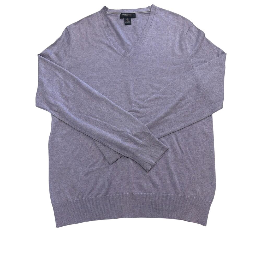 Banana Republic Women L Silk Cashmere Pullover V-Neck Sweater Long Sleeve Purple